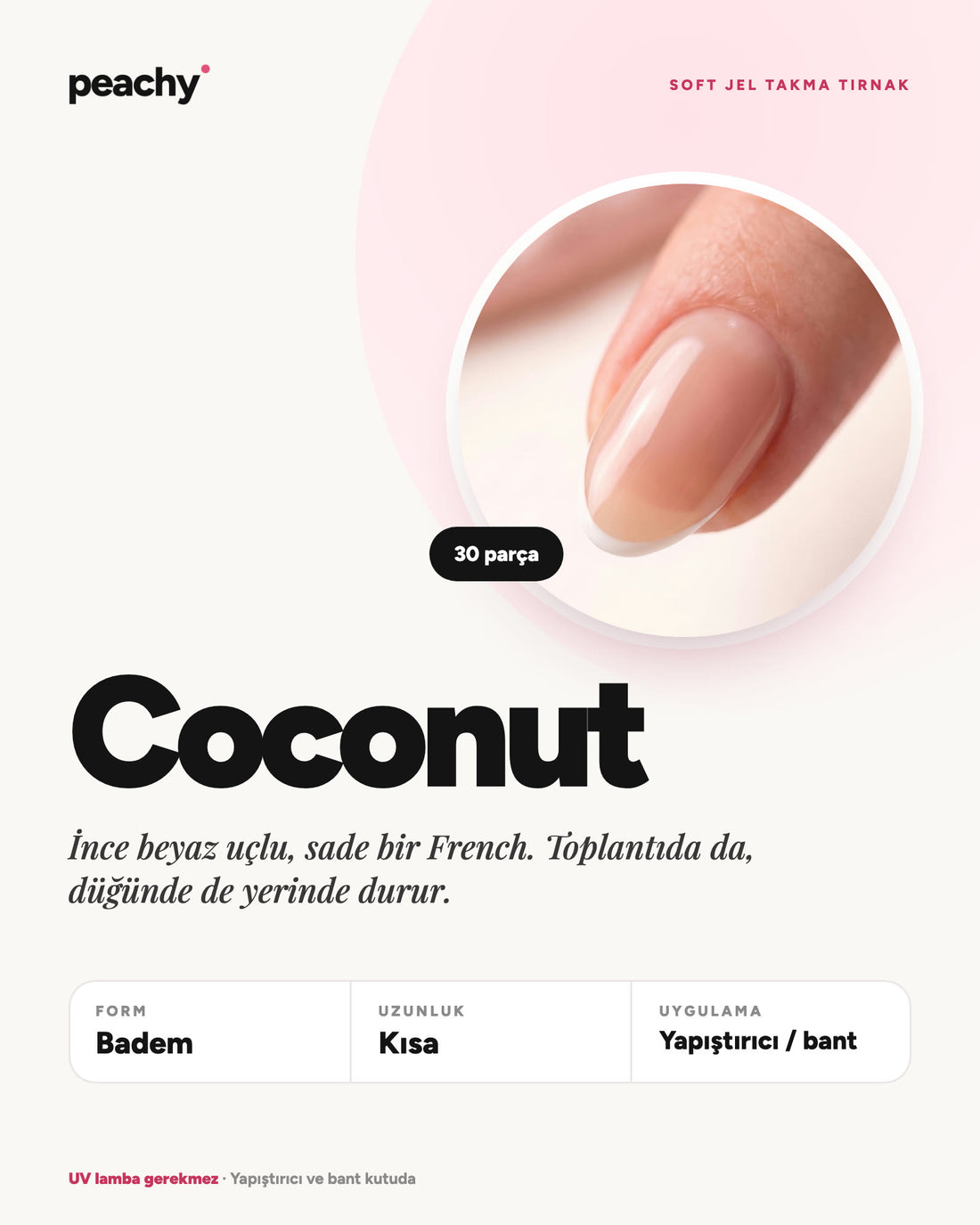 Coconut · Badem · Kısa · bilgi kartı · temsili görsel (AI)