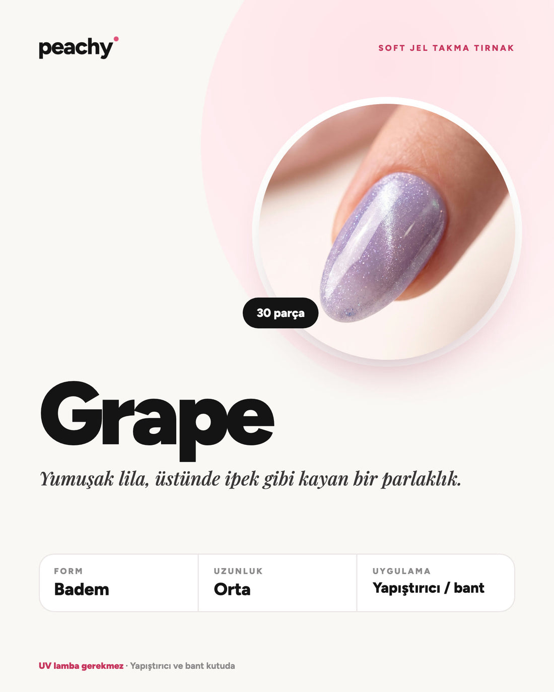 Grape · Badem · Orta · bilgi kartı · temsili görsel (AI)