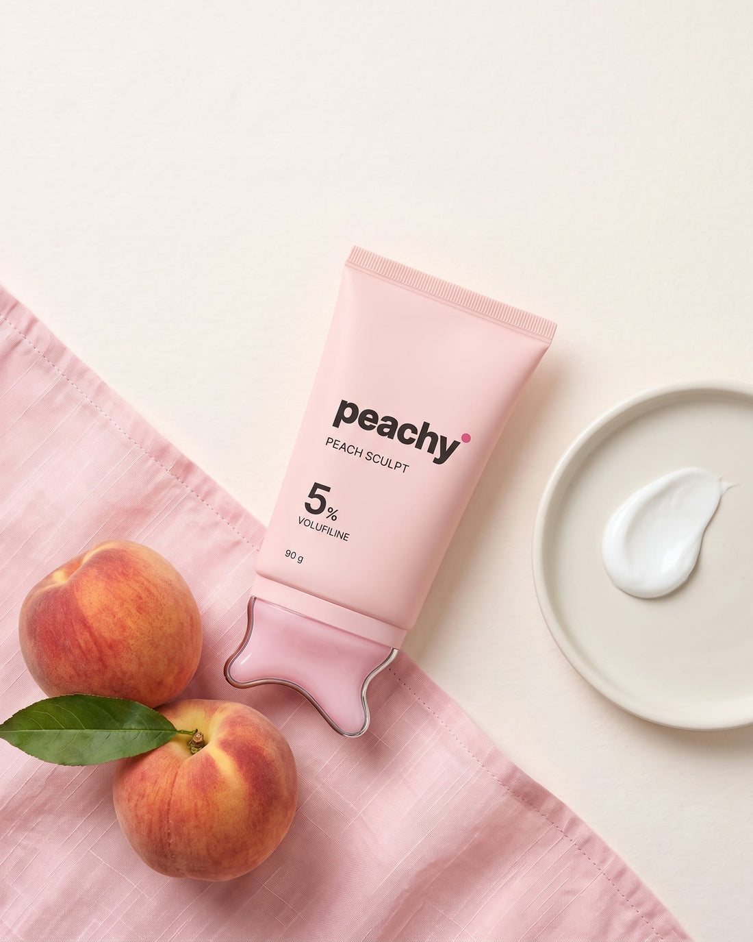 Peach Sculpt gua sha boyun kremi · şeftalilerle