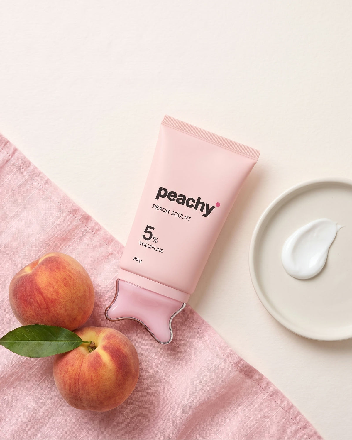 Peach Sculpt gua sha boyun kremi · şeftalilerle