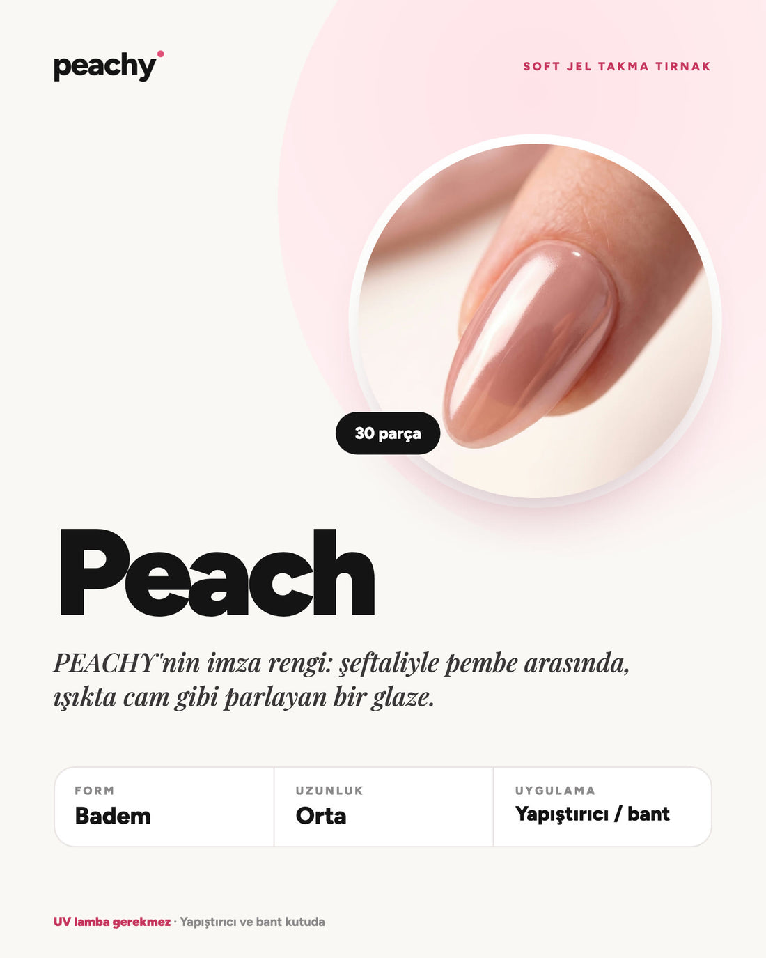Peach · Badem · Orta · bilgi kartı · temsili görsel (AI)