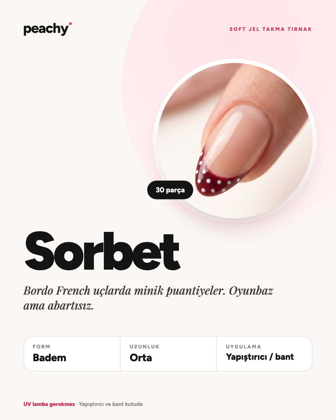 Sorbet · Badem · Orta · bilgi kartı · temsili görsel (AI)